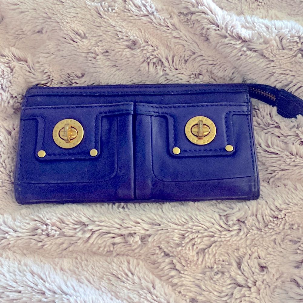 Marc by Marc Jacobs purple leather turn lock wallet and change purse